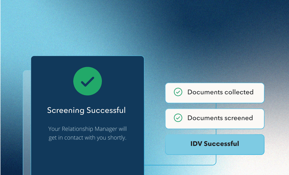 Document verification workflow with screening success confirmation