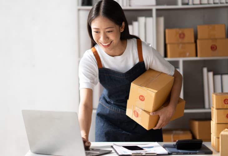 A woman working in the office
